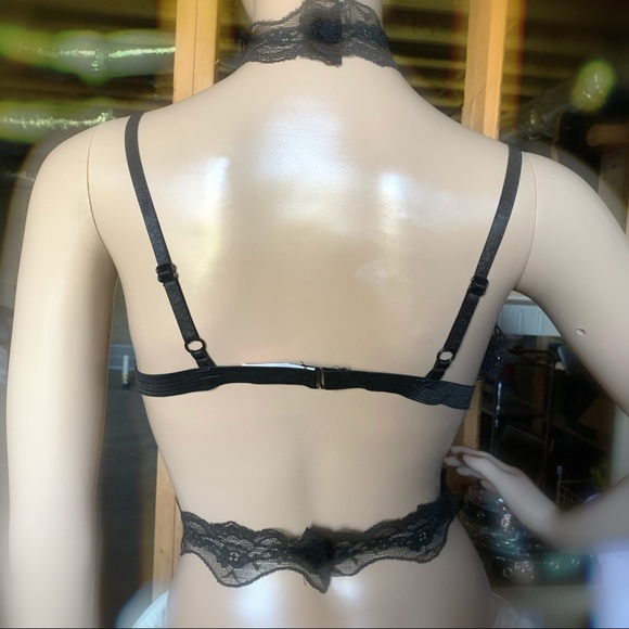 SexyCrop Tops Lace Choker Sheer Bra Lingerie #704 - Picture 4 of 6